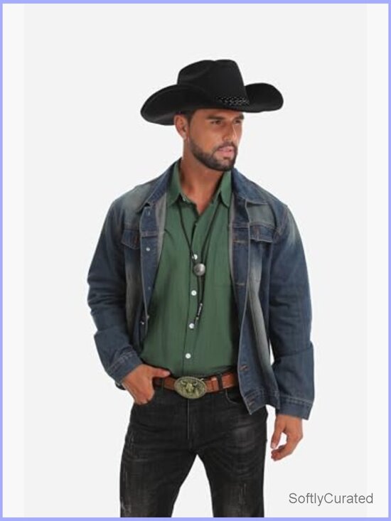 Shapeable Wide Brim Western Cowboy Hat with Bolo Tie main image 5